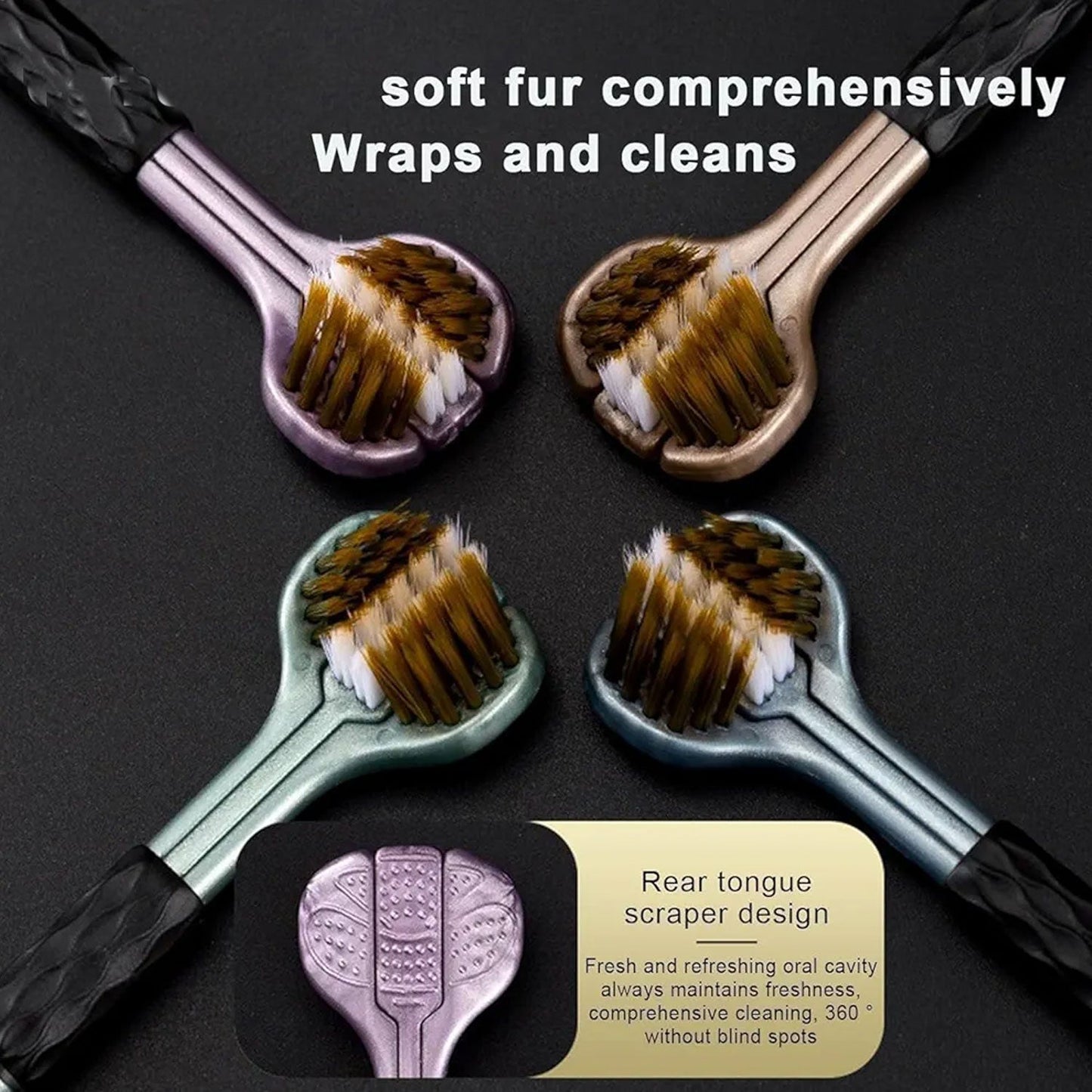3 sided toothbrush for sensitive gums and teeth, triple head toothbrush for complete mouth cleaning, soft bristle toothbrush for gentle plaque removal, ergonomic toothbrush for adults with sensitive gums, triple action toothbrush for kids and adults,