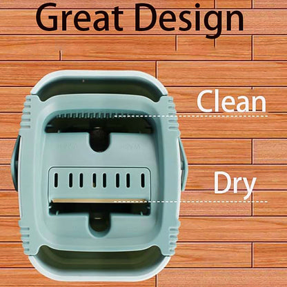 Flat mop with 2-in-1 self-cleaning and dry capabilities. flat mop and bucket, 360 degree mop system, self-cleaning mop bucket, microfiber floor cleaner, wet dry mop set, floor cleaning mop for home