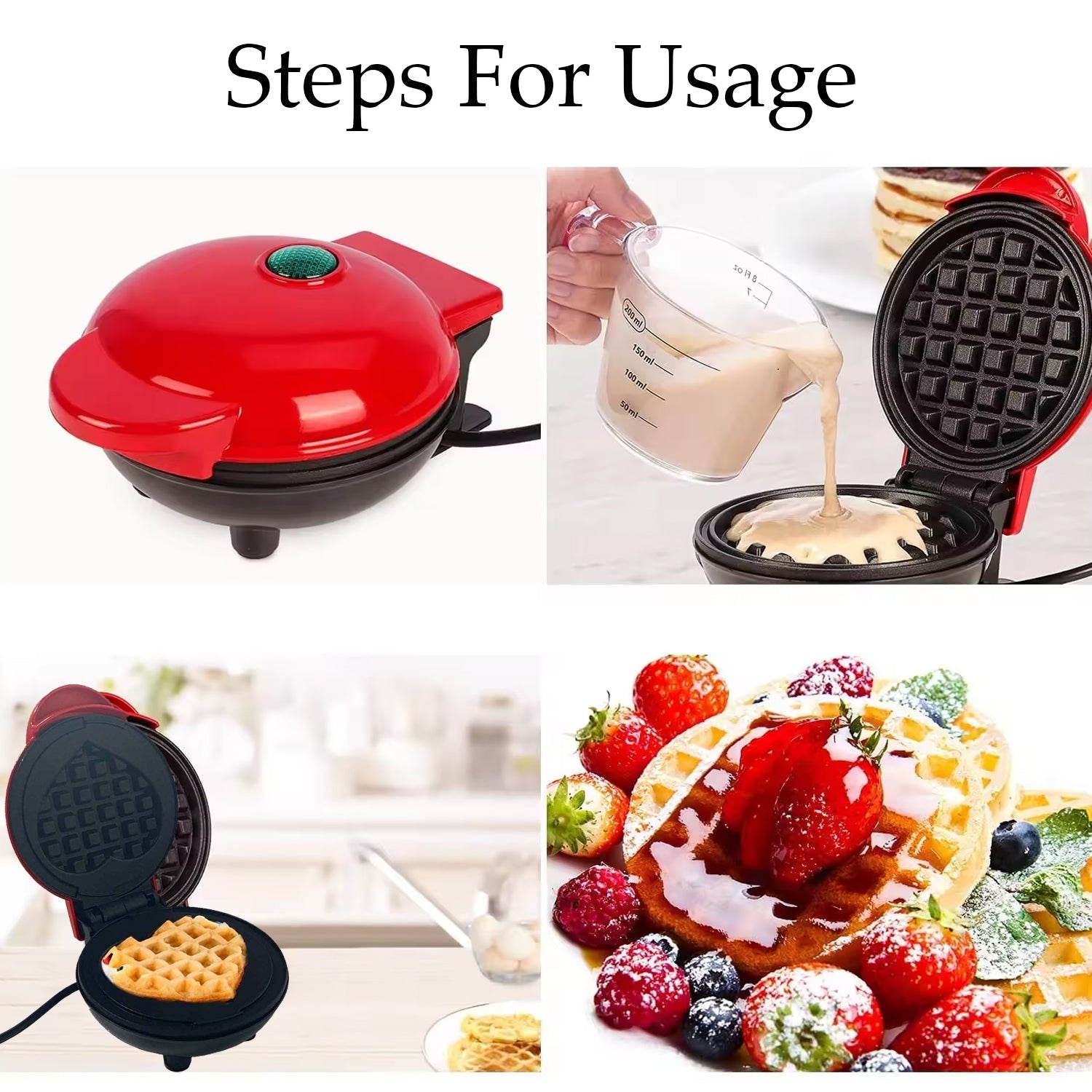 small 3‑in‑1 waffle sandwich maker non-stick coating, travel waffle maker for pancakes snacks, mini waffle maker easy clean detachable plates

