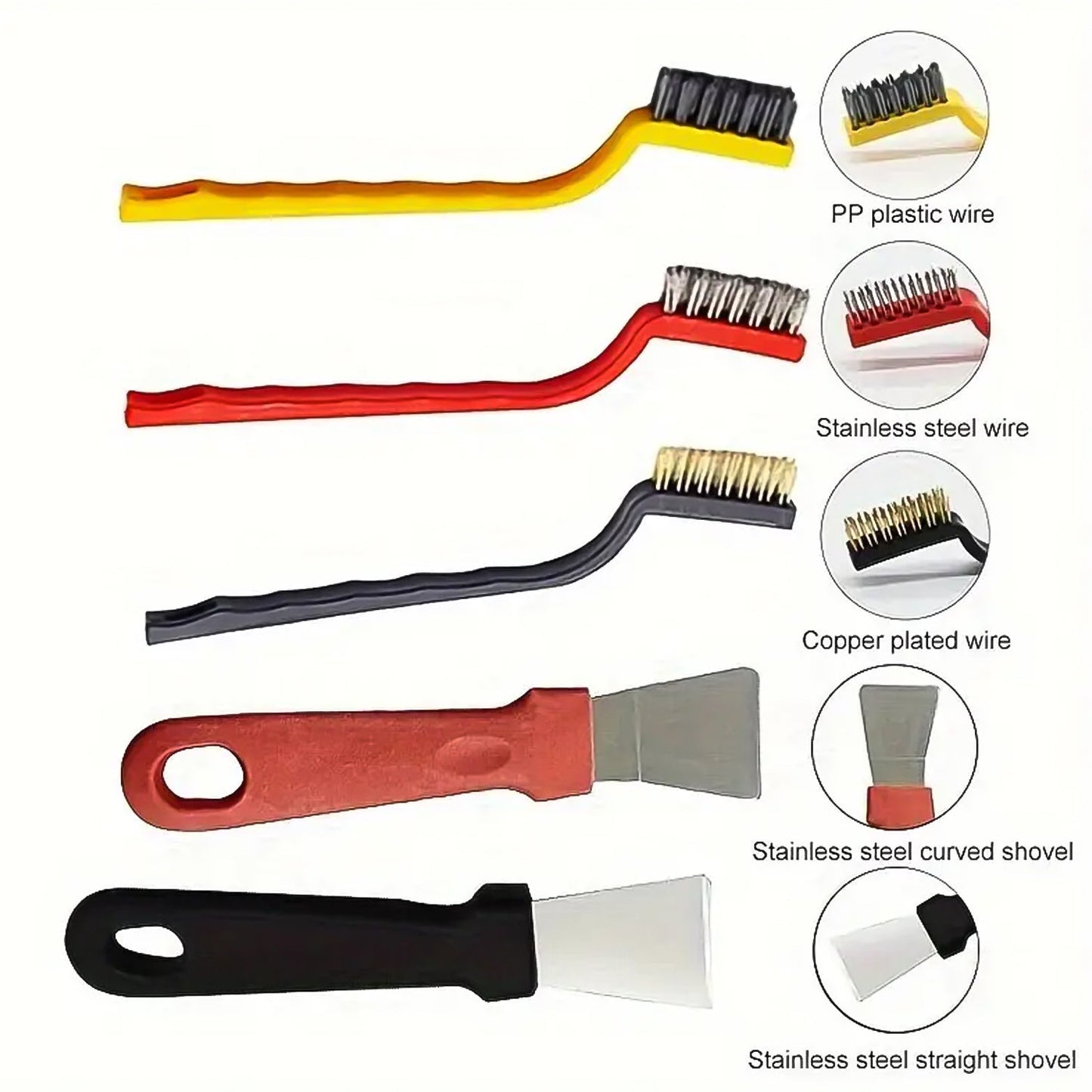  heavy duty bronzed stainless steel wire brushes with scraper,
