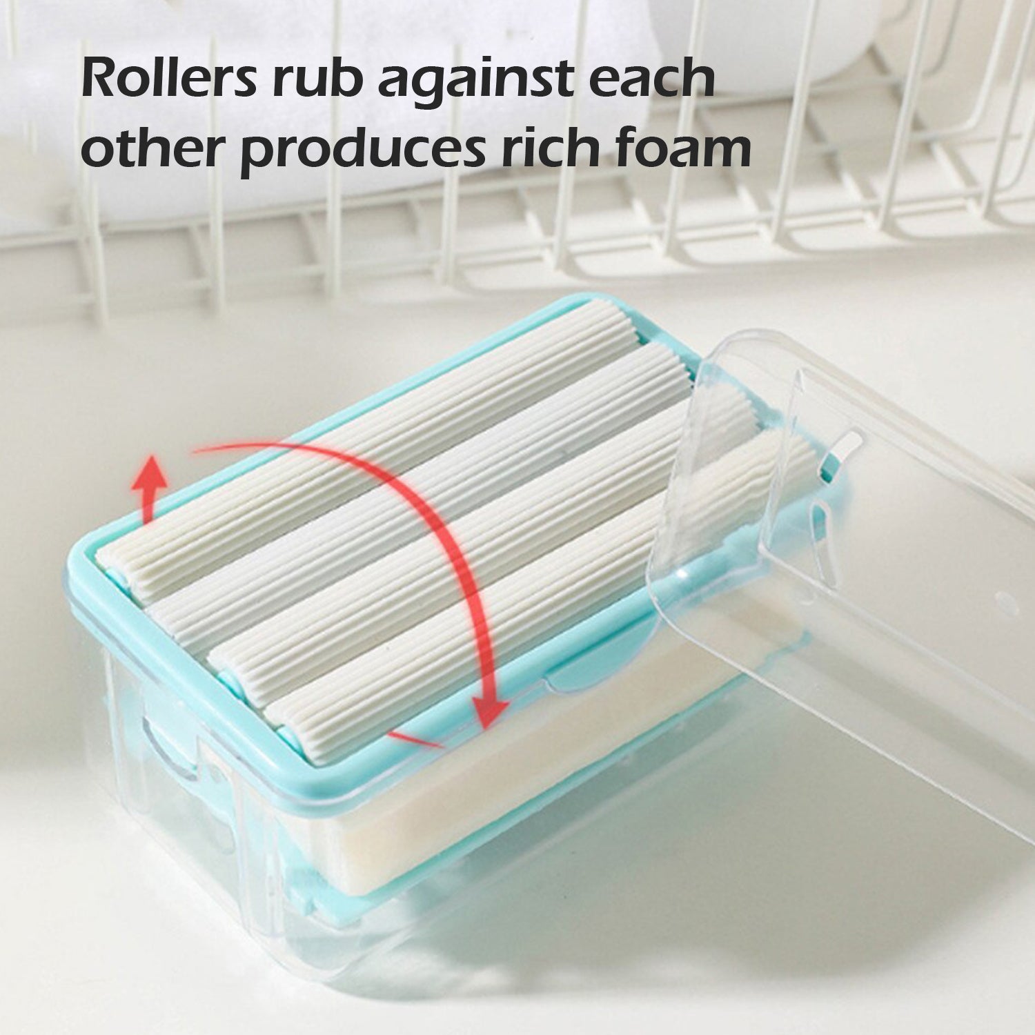 2-in-1 soap dish, portable soap dispenser, foaming soap box, soap holder with roller, soap lathering box, multifunctional soap dish, soap dish for bathroom