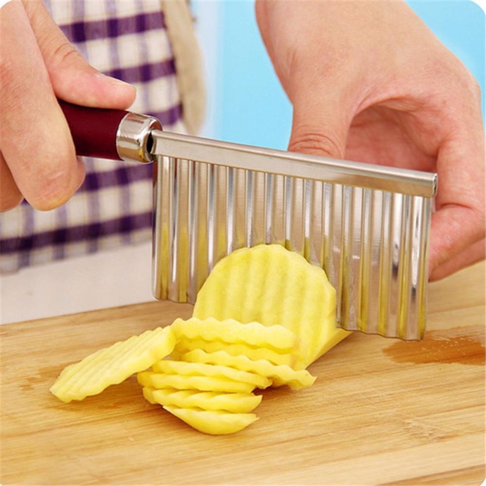 crinkle cutter knife, stainless steel chopper, vegetable slicer wavy blade, french fry cutter, salad chopper tool, potato crinkle cutter, wavy vegetable knife