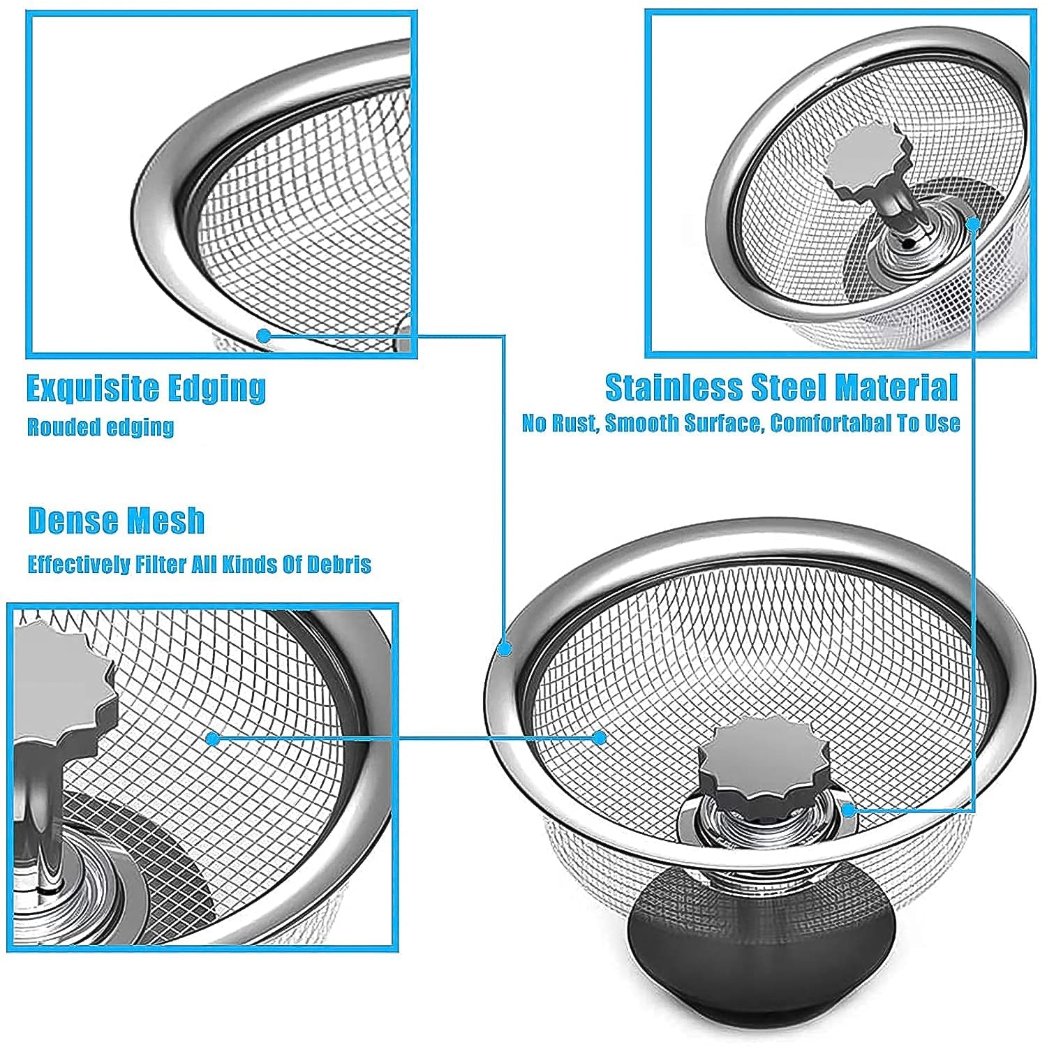 kitchen waste strainer, sink filter for food particles, mesh strainer for kitchen sink, sink food catcher basket, drain filter kitchen,