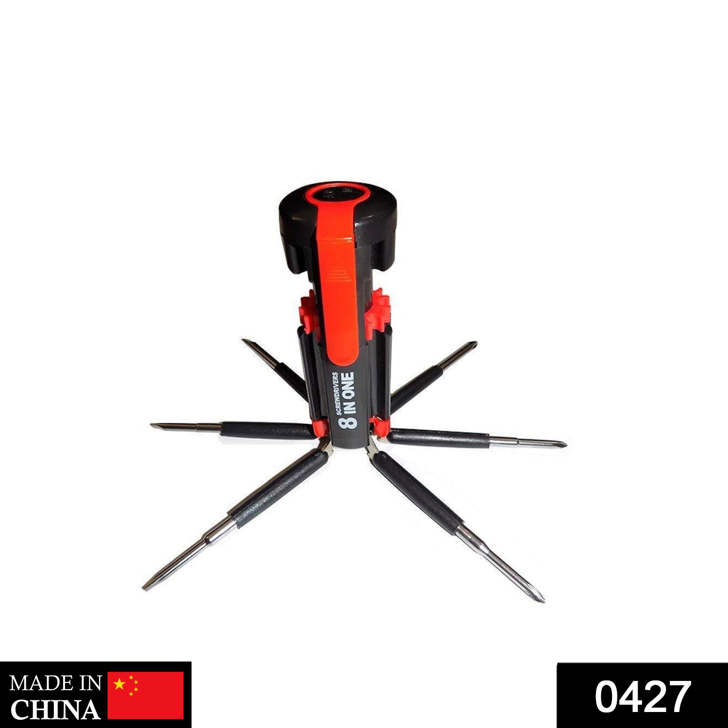 Screwdriver kit with LED light, 8 in 1 screwdriver kit, multi-tool with LED light, folding screwdriver set, portable tool with torch, compact repair tool, mini LED toolkit