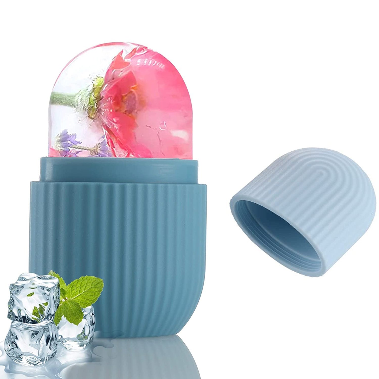 ice roller for face, reusable facial roller, silicone ice face roller, under eye puffiness roller, cooling roller for face, glow skin ice roller, pore tightening roller