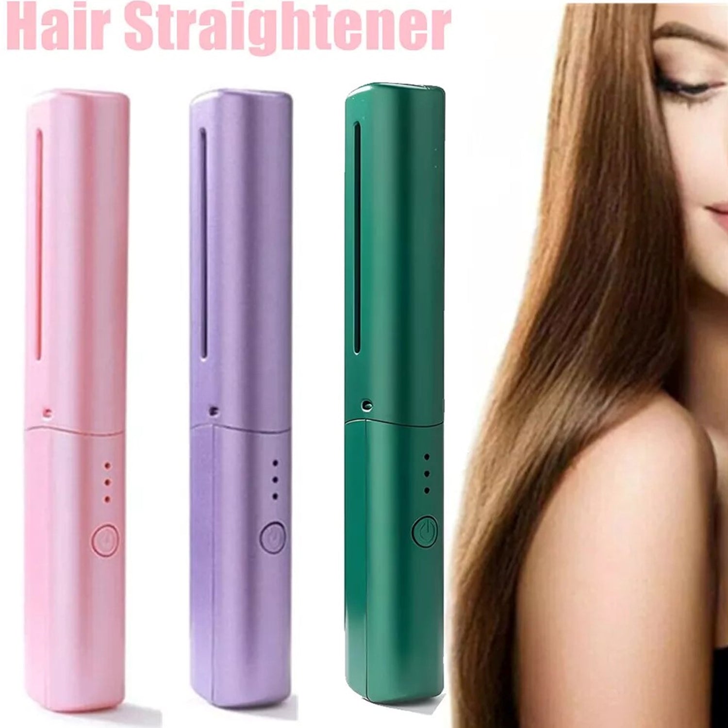 compact rechargeable straightener for women, cordless hair straightening brush with fast heat-up, 
