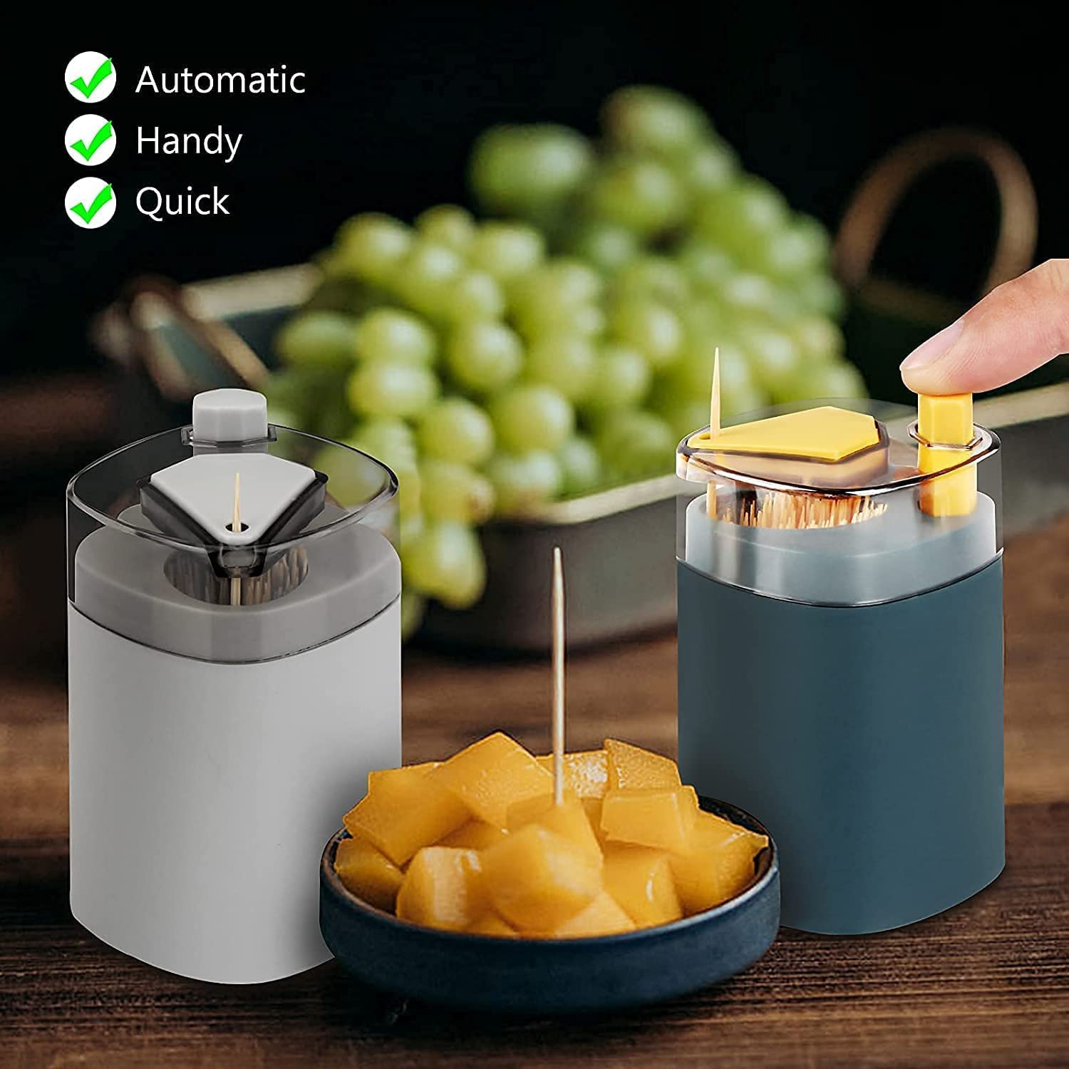 Thickened automatic toothpick holder, -up dispenser for easy access. toothpick holder, pop up toothpick dispenser, automatic toothpick box, kitchen toothpick container, restaurant table accessories, plastic toothpick holder