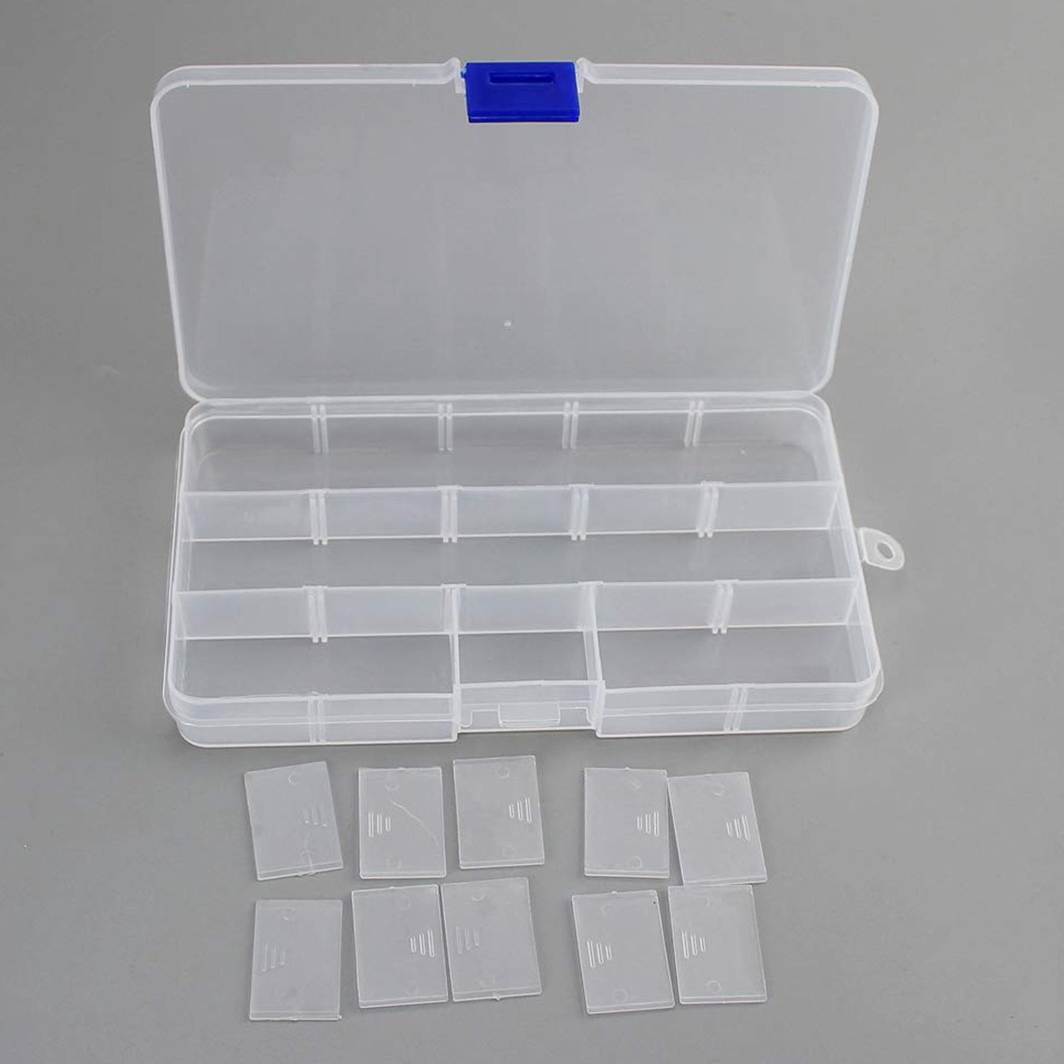 multi-grid plastic case for rings bangles and more, jewelry organizer for home vanity setup, plastic compartment box for jewellery storage,