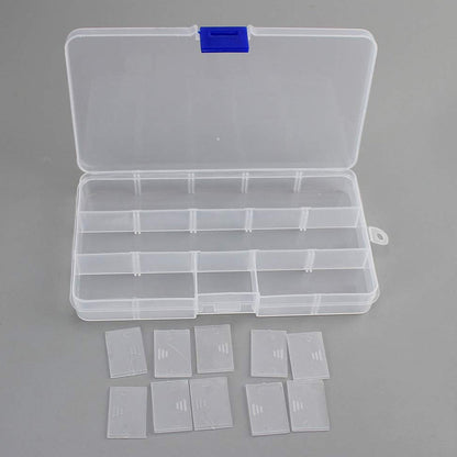 multi-grid plastic case for rings bangles and more, jewelry organizer for home vanity setup, plastic compartment box for jewellery storage,