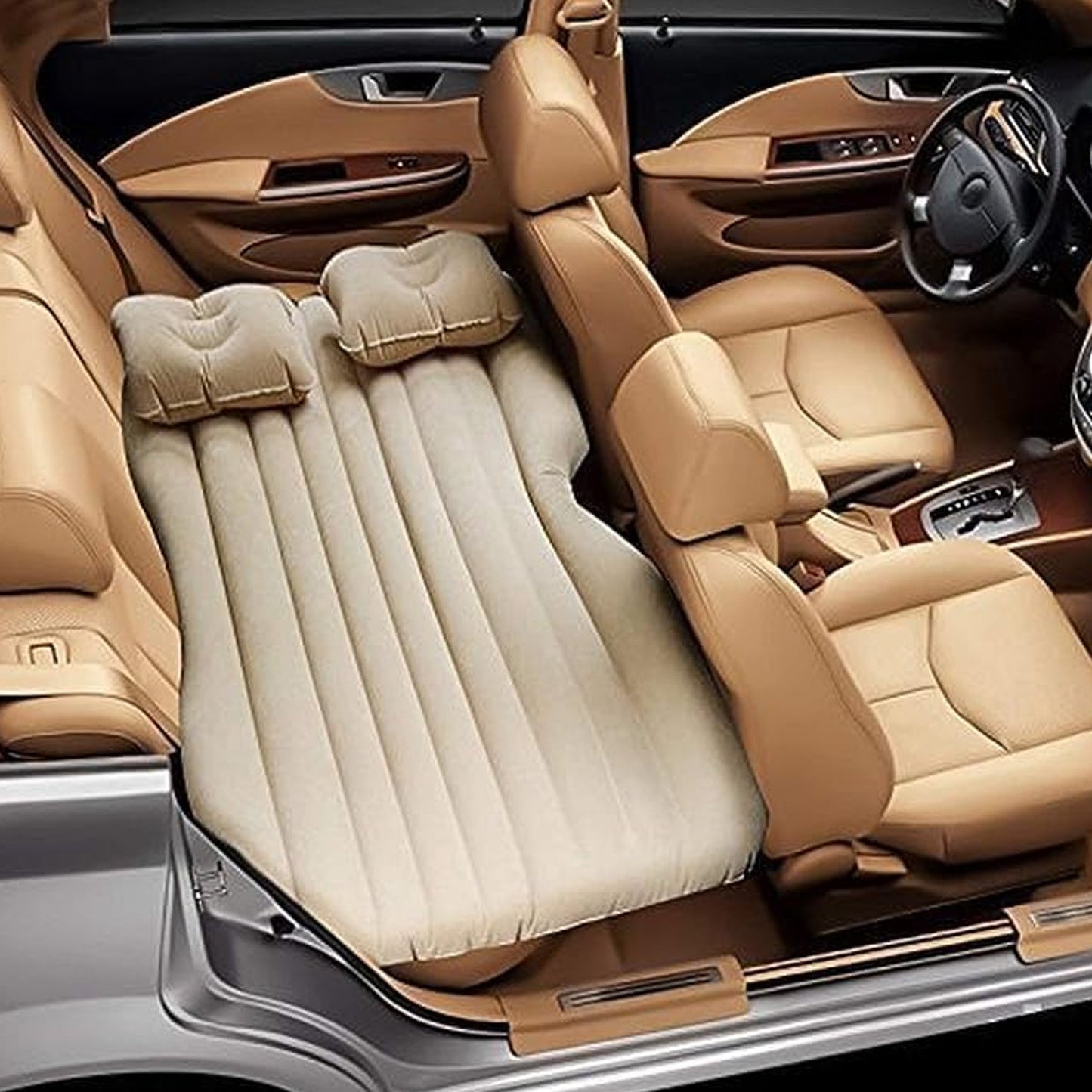premium car bed set with pump and pillow, foldable air mattress for car camping, easy to install car bed for backseat sleeping