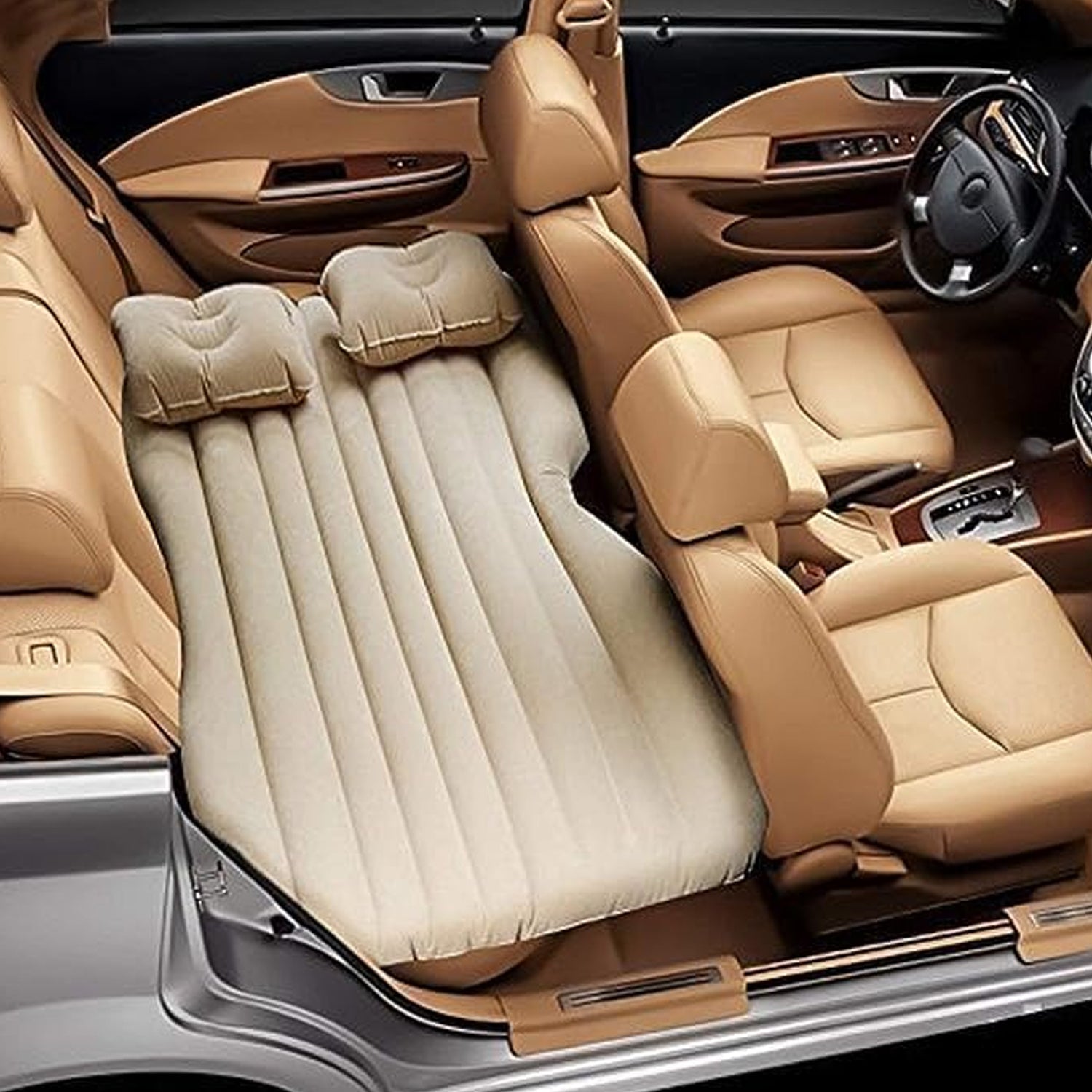 premium car bed set with pump and pillow, foldable air mattress for car camping, easy to install car bed for backseat sleeping