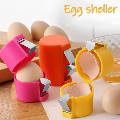 handheld egg shell cutter for raw and boiled eggs, 2 piece egg cracker tool set for kitchen use, stainless steel egg shell opener for breakfast prep,