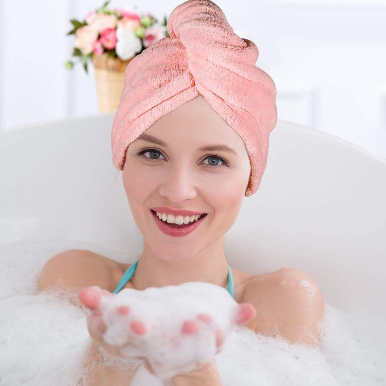 microfiber towel for hair drying, towel cap for wet hair,