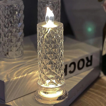 rose crystal candle, LED home décor candle, battery operated candle, glitter candlelight, romantic decoration candle, Diwali candles