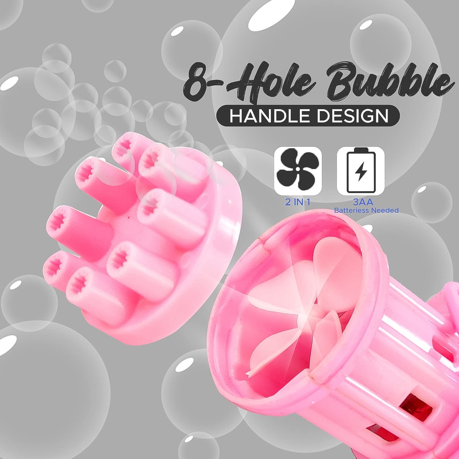 8 hole bubble gun, electric bubble toy, gatling bubble machine, bubble blower gun for kids, outdoor bubble toy, battery operated bubble gun, kids fan bubble toy