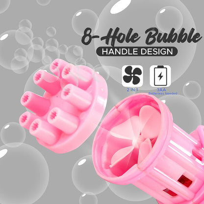 8 hole bubble gun, electric bubble toy, gatling bubble machine, bubble blower gun for kids, outdoor bubble toy, battery operated bubble gun, kids fan bubble toy