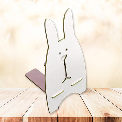 cute phone stand for Gen Z, desk phone stand wooden rabbit, mobile stand for kids study table, mobile holder for YouTube watching, wooden mobile stand for girls, wooden smartphone stand with cute design,