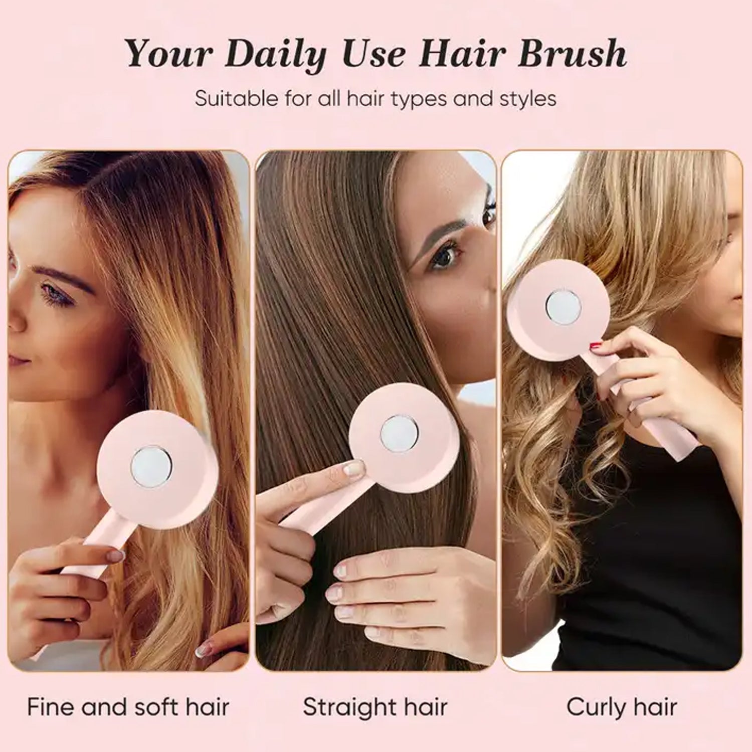 air cushion brush, hair massage brush, detangling comb, self-cleaning hairbrush, anti-frizz brush, scalp massage brush, long handle comb, plastic hairbrush, hair growth brush
