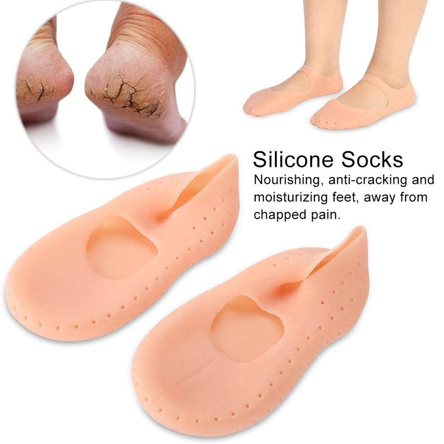 Silicone gel socks for cracked heels and moisturizing. silicone heel socks, anti crack socks, heel pain relief socks, moisturizing gel heel socks, foot care socks, reusable heel protector, cracked heel socks, breathable foot sleeves