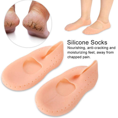 Silicone gel socks for cracked heels and moisturizing. silicone heel socks, anti crack socks, heel pain relief socks, moisturizing gel heel socks, foot care socks, reusable heel protector, cracked heel socks, breathable foot sleeves