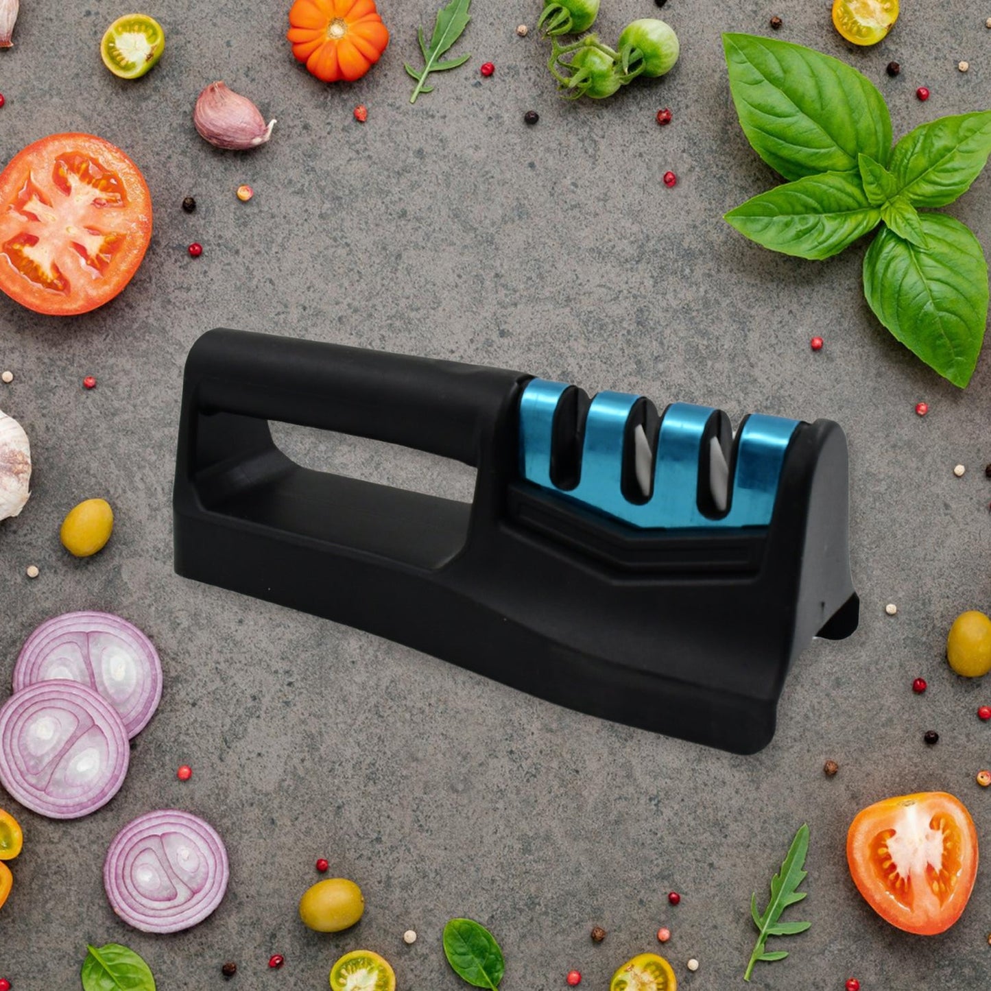  4-in-1 sharpening tool for blunt knives, professional manual sharpener for kitchen use, blade sharpening tool for stainless steel knives