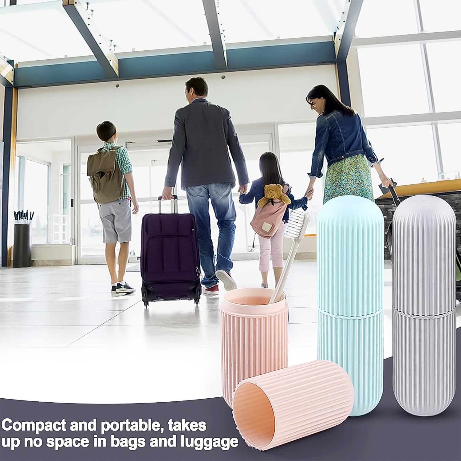 toothbrush travel case, toothpaste storage box, capsule design dental kit, toothbrush holder for suitcase, compact oral care organizer,