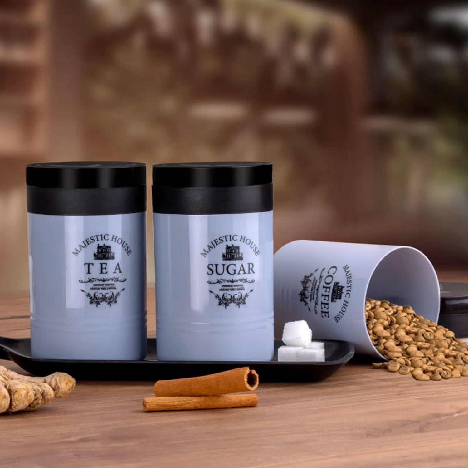 airtight containers set for tea coffee sugar, kitchen storage jars set of 3, airtight storage jars for daily use, tea coffee sugar container set for kitchen,