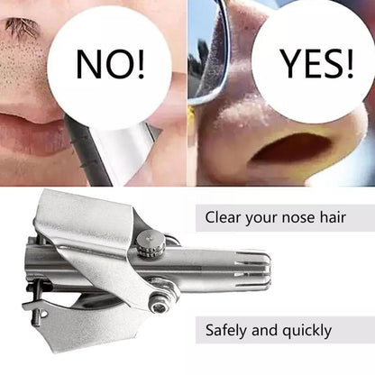 Stainless Steel Nose Hair Clipper – Manual Hair Remover with Brush & Case (1 Pc)