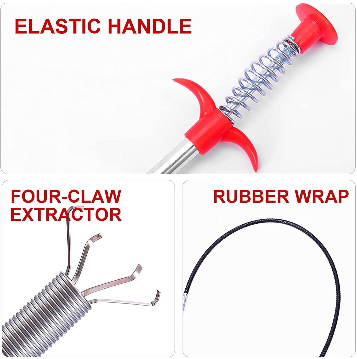 drain cleaning claw tool, pipe blockage remover, kitchen sink cleaner tool, spring wire drain unclogger, bathroom pipe cleaner, clog remover stick