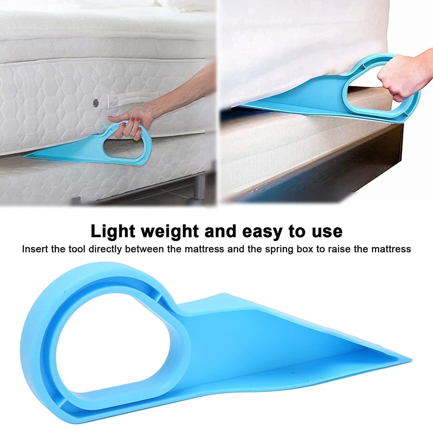 mattress lifter tool, bed sheet lifter, ergonomic mattress wedge, under mattress lifter, bed making tool, mattress elevator, easy bed sheet change, lifting wedge