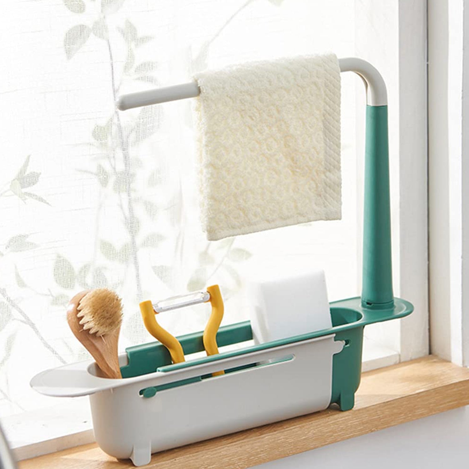 expandable kitchen rack, sink organizer shelf, drying basket for sink, plastic sink shelf, dishwashing rack, multipurpose sink caddy, kitchen storage rack
