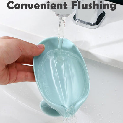 Soap holder with leaf design, includes drainage for easy soap drying. leaf shape soap holder, self draining soap tray, plastic soap dish, bathroom soap holder, wall mount soap tray, suction soap holder, sabundani, 2pcs soap tray