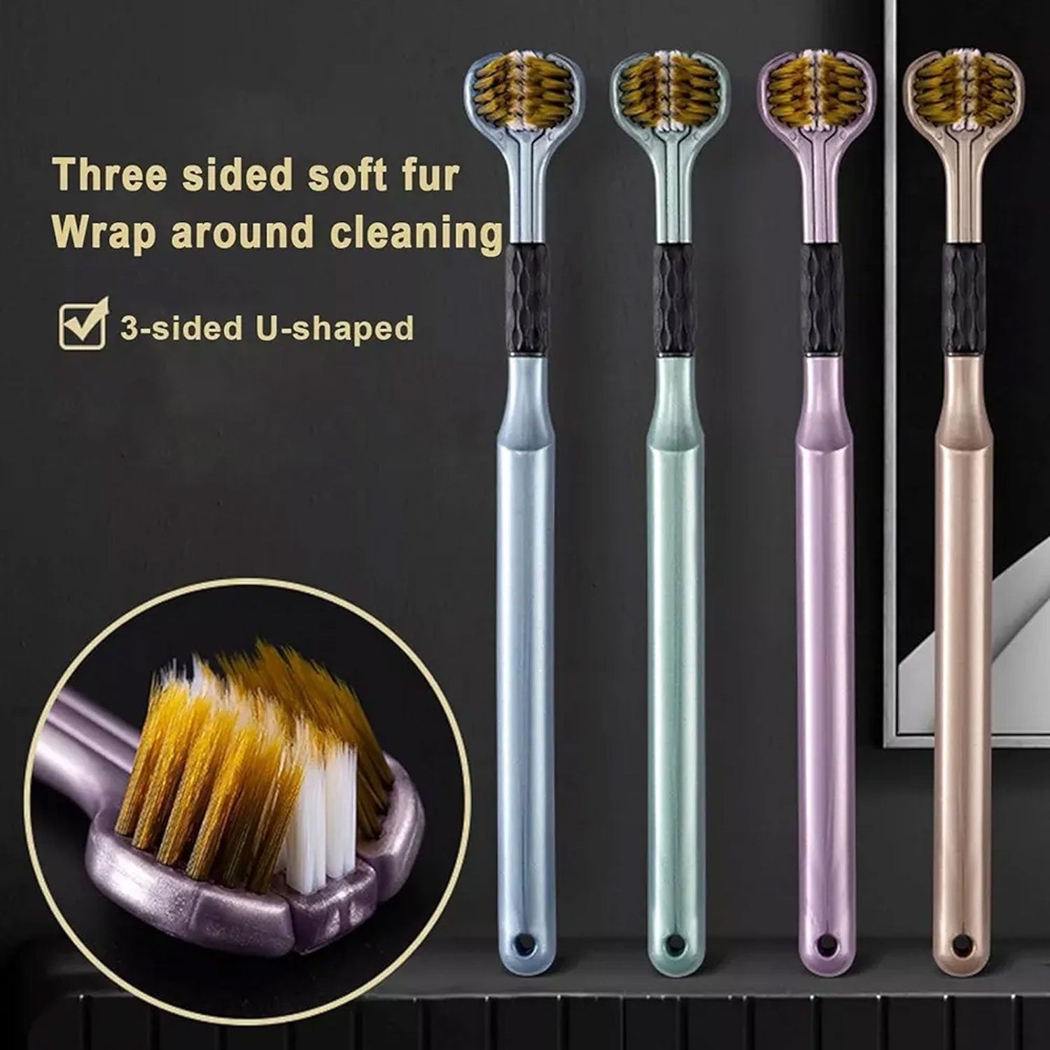 orthodontic toothbrush, gum care toothbrush, toothbrush for plaque control, 3 head toothbrush India, sensitive teeth brushing tool,