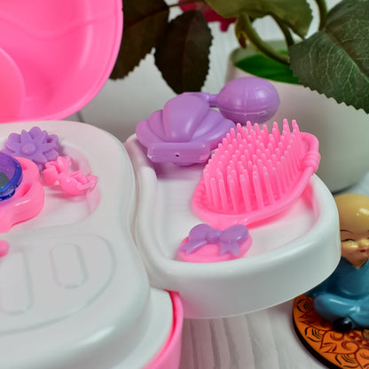 makeup toy set for girls, kids beauty set, cosmetic toy case, pretend play makeup kit, salon suitcase for kids, toy beauty box,