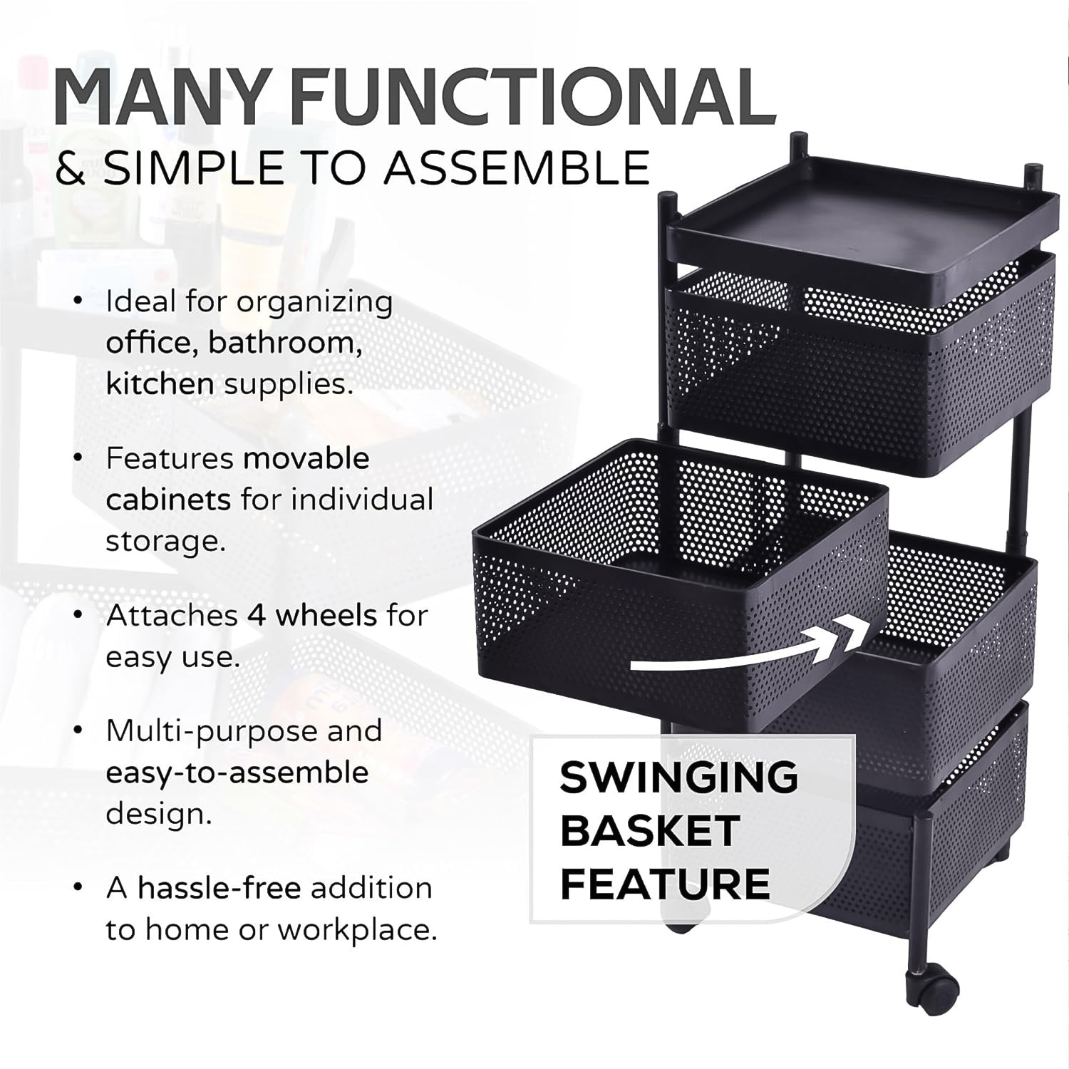 kitchen rack with wheels for vegetables, heavy duty kitchen trolley for home, rolling kitchen cart for daily use, metal kitchen trolley with shelves, square metal trolley for kitchen storage, portable kitchen rack for fruits and jars,