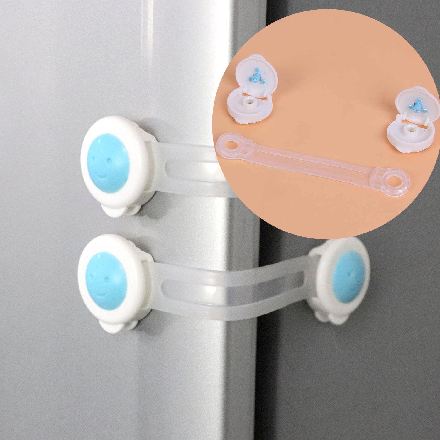 Effective baby proofing strap lock, single unit. baby safety locks, child proof cabinet locks, drawer safety strap, fridge baby lock, toilet baby lock, baby proof home, 3M adhesive safety lock