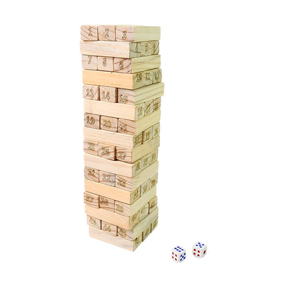 wooden zenga tumbling tower game with 48 blocks, classic stacking game for kids and family, zenga tower game with dice for party fun, wooden block stacking game for brain development, educational game for children with 2 dice,