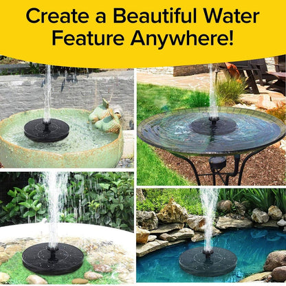  solar panel fountain pump for small water features, solar fountain with multiple spray options India, outdoor garden water fountain solar operated, solar birdbath fountain pump with different nozzles,