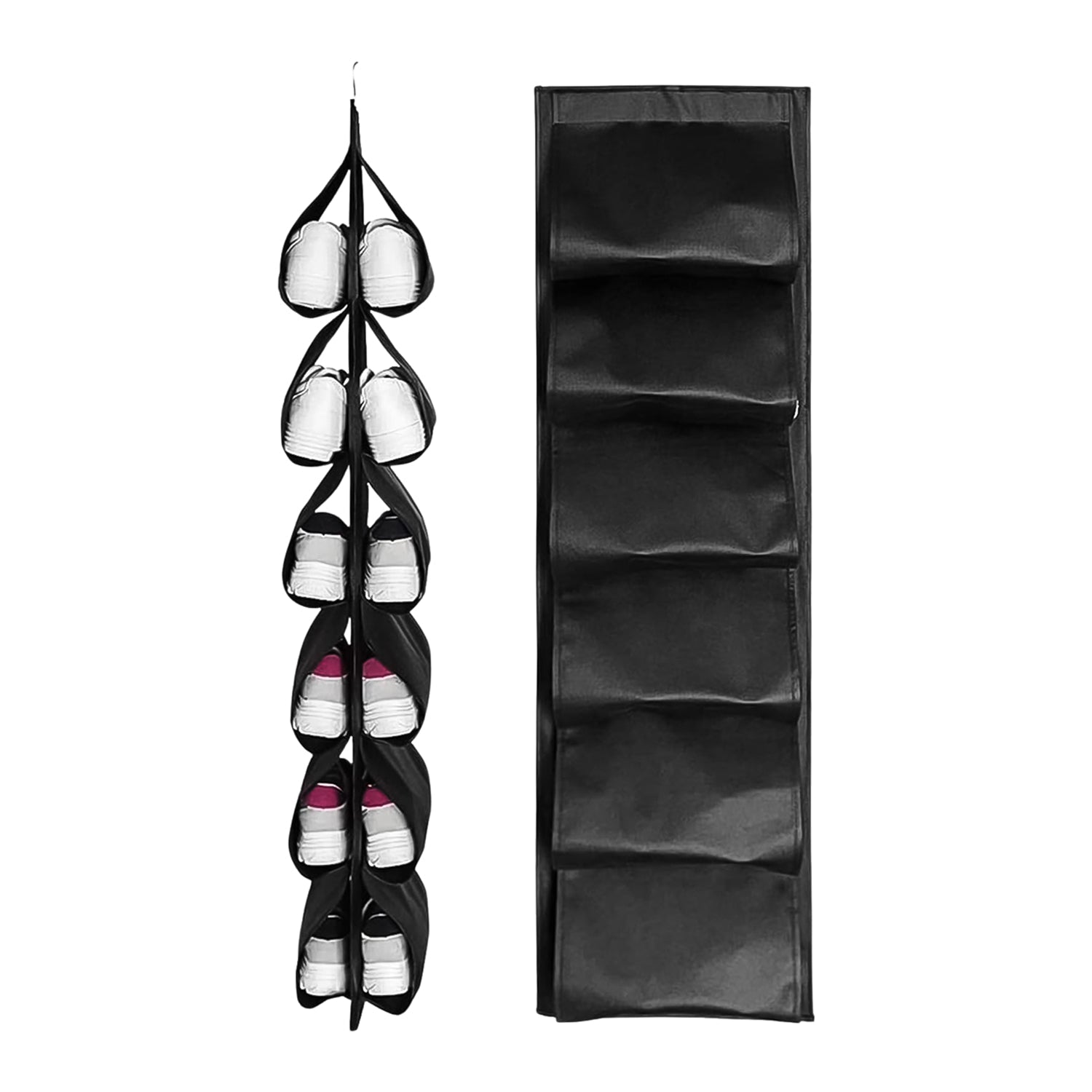 12 pocket mix color hanging organizer for wall and door, space saving hanging storage bag with 12 grids, fabric wall organizer with multiple pockets