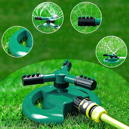 360 degree garden sprinkler, rotating lawn sprinkler, 3 arm water sprinkler, automatic garden sprayer, irrigation tool, hose pipe sprinkler, ABS lawn sprinkler, summer water play tool, yard watering system, flowerbed irrigation sprinkler