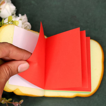 food shaped sticky notes for students, sandwich memo book for personal use, eye-catching sticky notes for office, sandwich sticky memo India, colorful memo pad for creative writing
