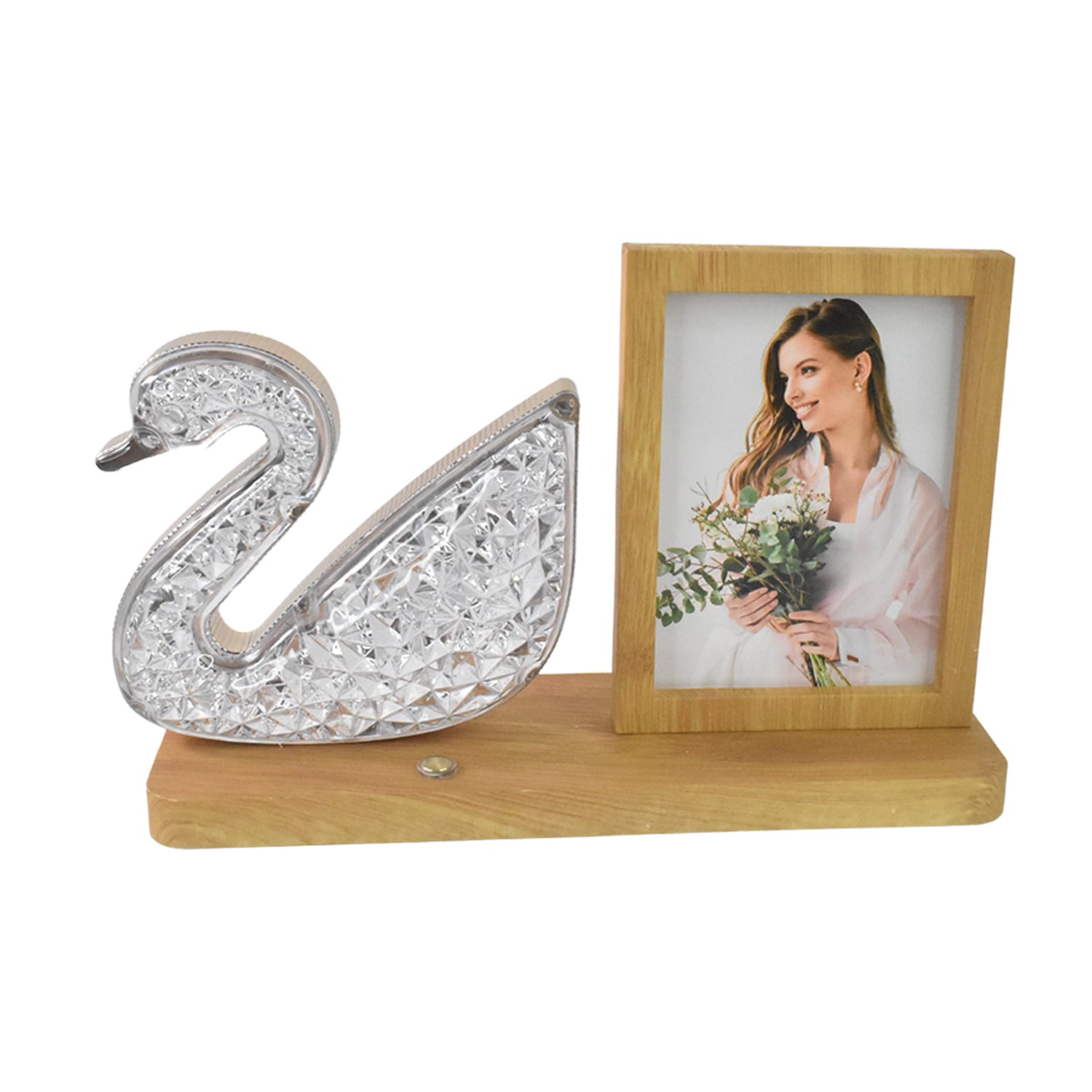 photo frame with LED light for romantic anniversary gift, couple gift lamp with crystal lighting effect, unique love lamp with picture frame and LED, decorative LED lamp for bedroom ambiance and memories, elegant LED duck lamp for love couple photo display