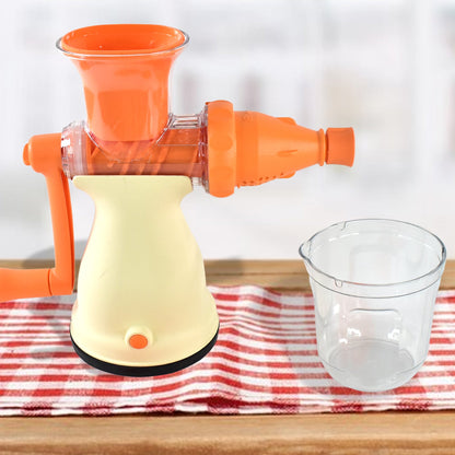 Apex heavy-duty manual carrot juicer with glass, hand press fruit juicer with vacuum base, manual juice extractor for carrot and fruits, sturdy fruit juicer with anti-slip vacuum base, Apex fruit juicer with detachable glass