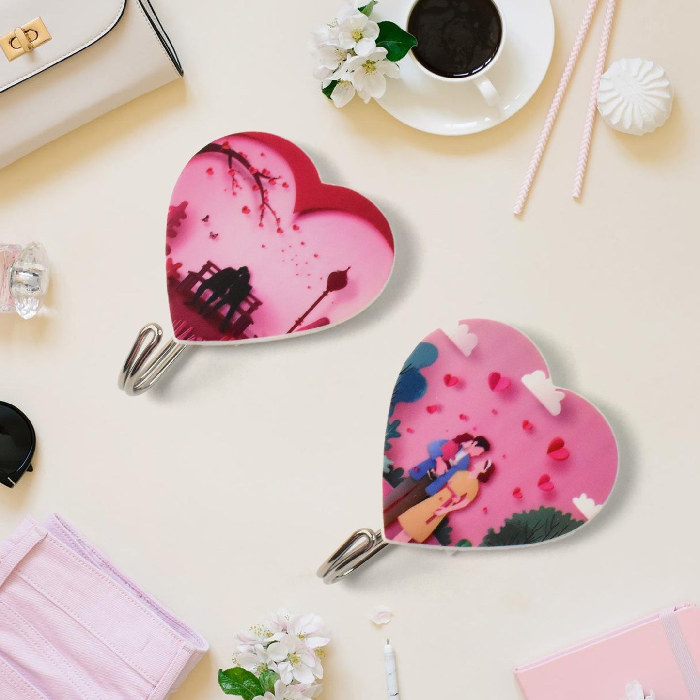 decorative wall hooks India, heart wall hangers, waterproof adhesive hooks, cute plastic wall hooks, kids decorative wall hooks