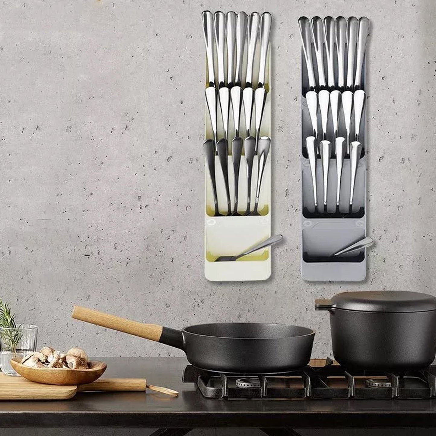 Cutlery tray box with multiple sections for storing cutlery and kitchen tools, cutlery tray box, kitchen drawer organizer, plastic cutlery organizer, spoon fork knife holder, compact cutlery storage, modular kitchen tray, utensil tray