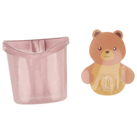 Teddy bear toothbrush holder wall mount, teddy bear toothbrush holder, kids bathroom organizer, wall mount toothpaste holder, plastic toothbrush stand, self adhesive bathroom holder, cute bathroom accessory for kids