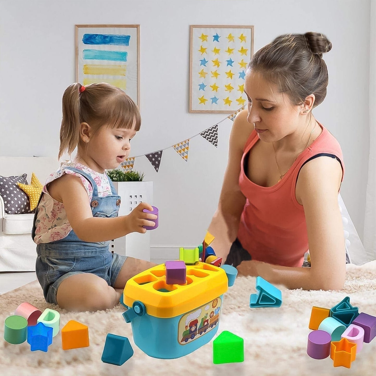 soft stacking blocks for infants and toddlers, safe baby block set with shape sorter,