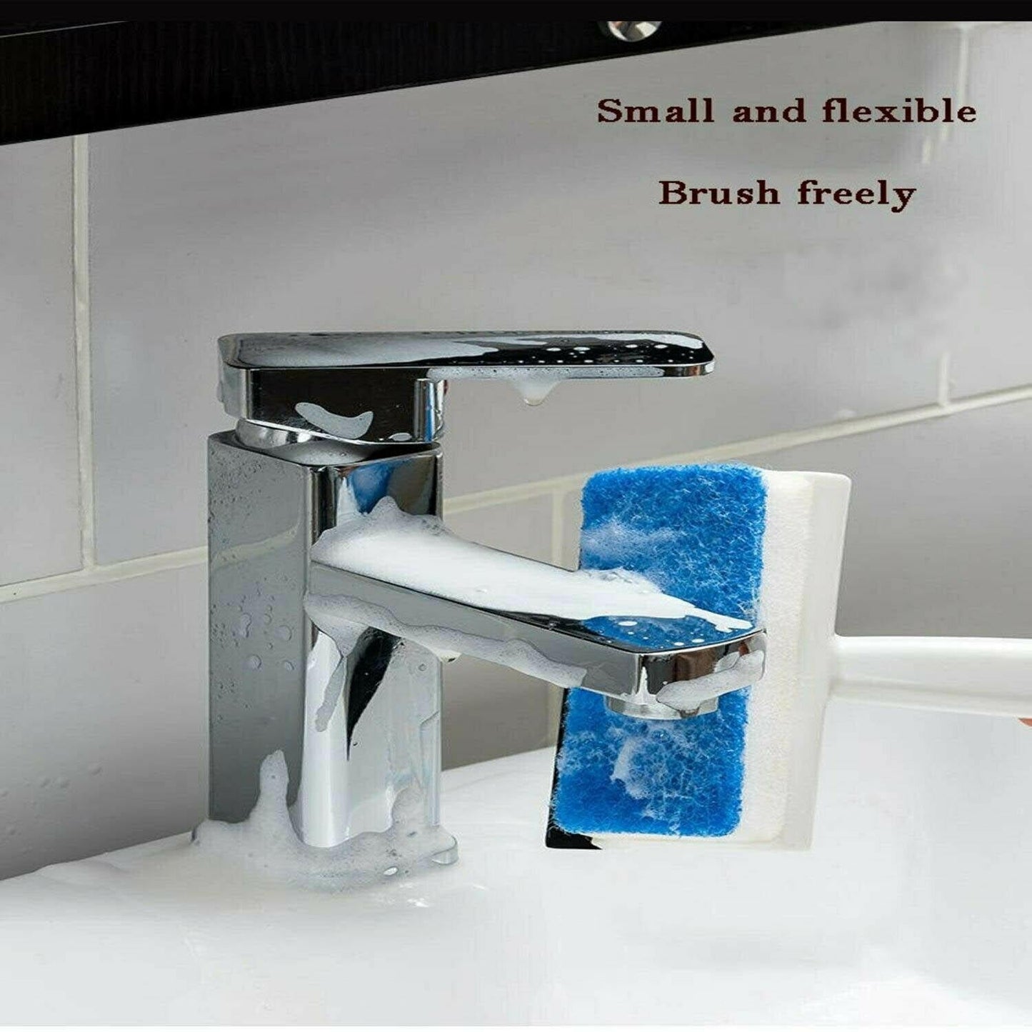 Multi-purpose wiper and brush for grout and tile cleaning, glass wiper, mirror cleaning brush, tile scrubber, grout cleaner, pot brush, kitchen wiper tool, double sided cleaning brush, bathroom scrubber, window wiper