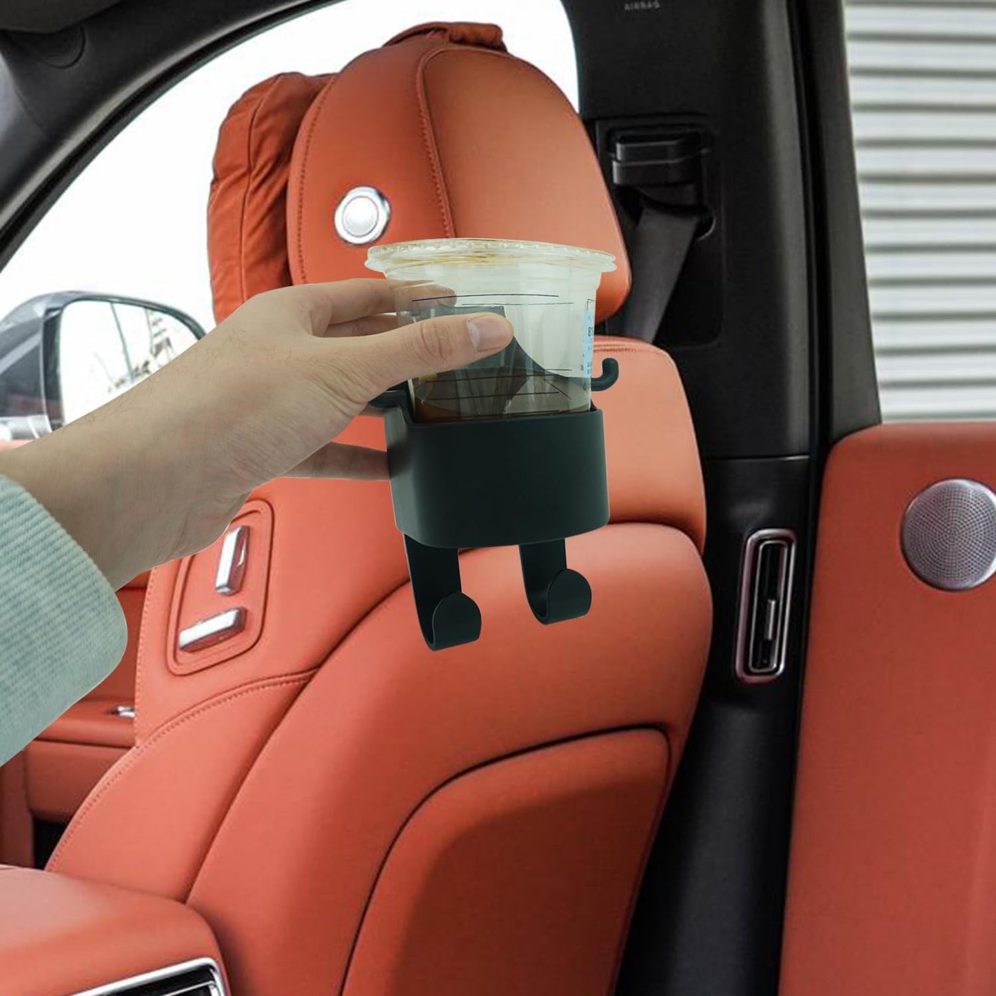 car travel organizer with drink and phone slot, car seat utility hook and gadget holder