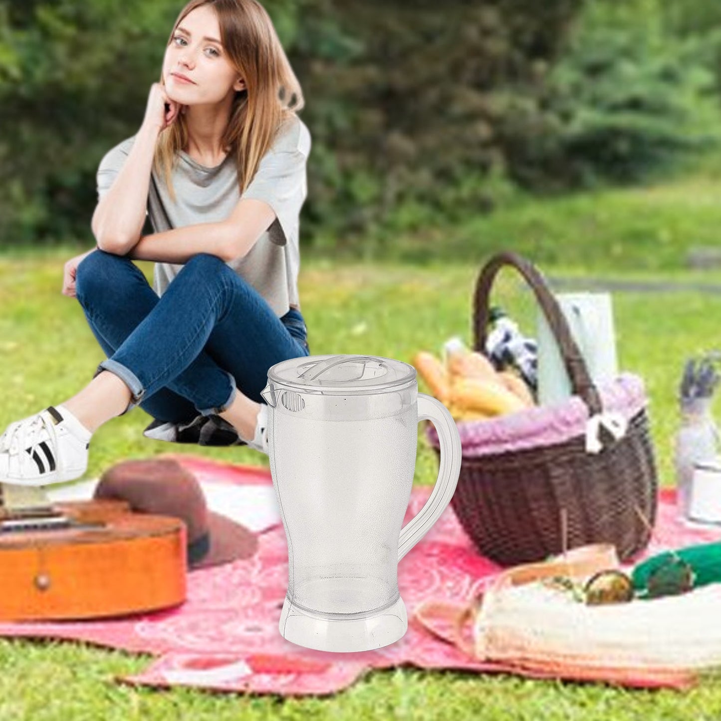 unbreakable jug, lemon jug 1200ml, polycarbonate jug, juice jug with lid, Apex water jug, plastic jug with lid, BPA free juice pitcher, fridge jug India, large capacity water jug, unbreakable juice jug

